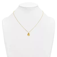 14K Yellow Gold Polished Solid Wavy Teardrop Disc 16 with 2-inch Ext. Necklace