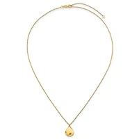 14K Yellow Gold Polished Solid Wavy Teardrop Disc 16 with 2-inch Ext. Necklace