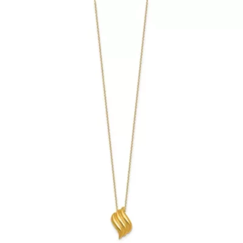 14K Yellow Gold Polished Trio Wave 16-inch with 1.75-inch Ext. Necklace