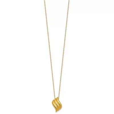 14K Yellow Gold Polished Trio Wave 16-inch with 1.75-inch Ext. Necklace