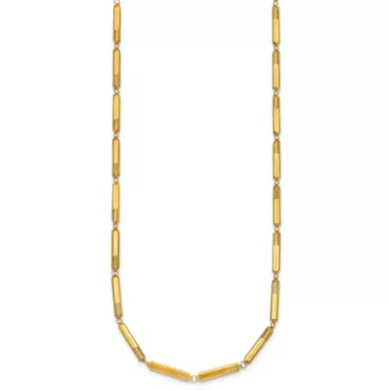 14K Yellow Gold Polished Fancy Bar Link 16-inch with 2-inch Ext. Necklace