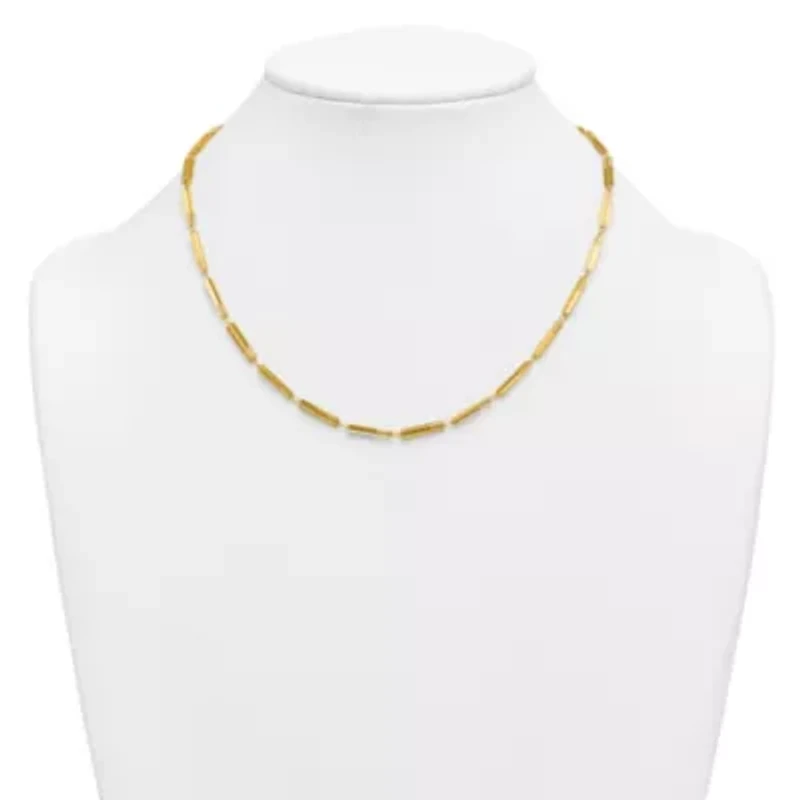 14K Yellow Gold Polished Fancy Bar Link 16-inch with 2-inch Ext. Necklace