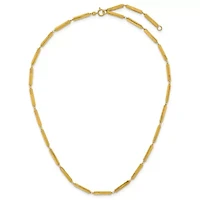 14K Yellow Gold Polished Fancy Bar Link 16-inch with 2-inch Ext. Necklace