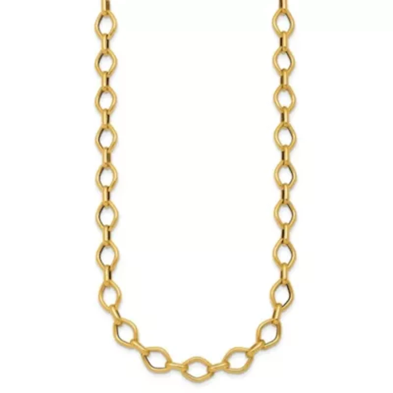 14K Yellow Gold Polished Geometric Link 18-inch Necklace