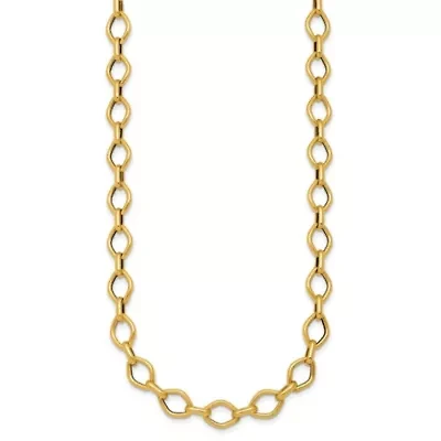 14K Yellow Gold Polished Geometric Link 18-inch Necklace