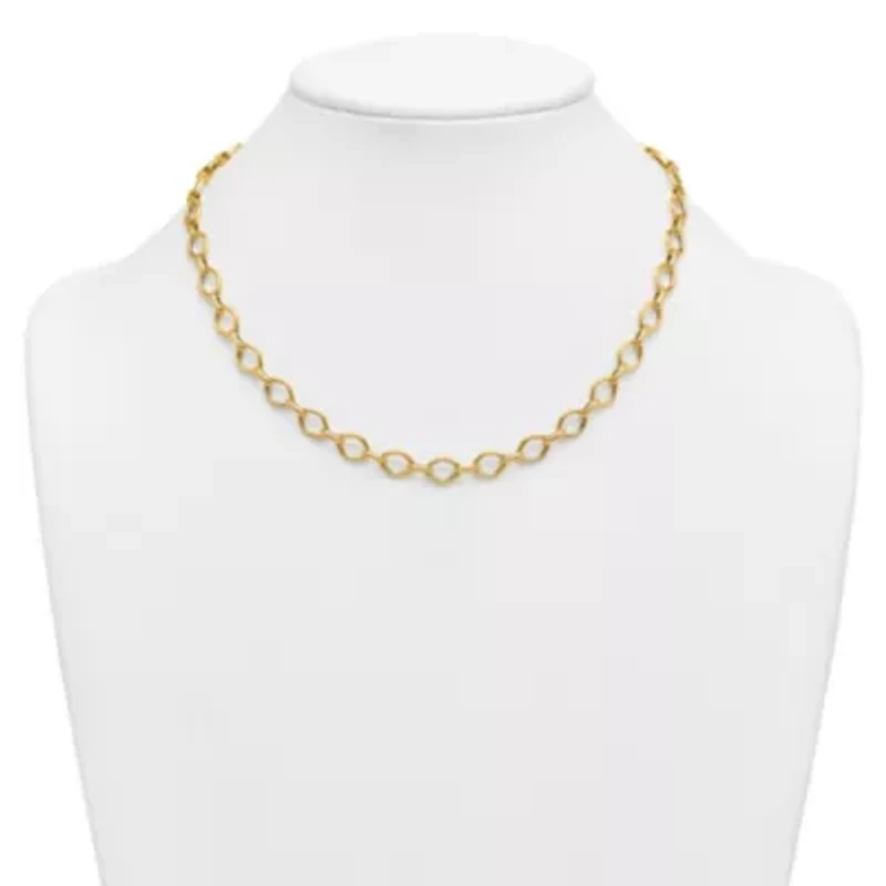 14K Yellow Gold Polished Geometric Link 18-inch Necklace