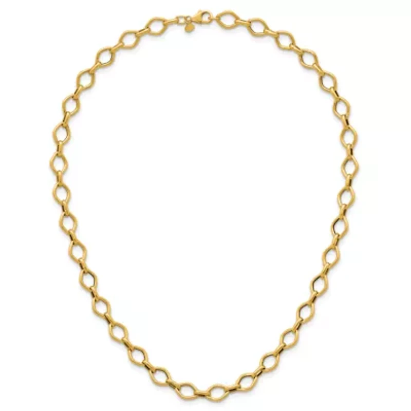 14K Yellow Gold Polished Geometric Link 18-inch Necklace