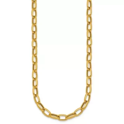 14K Yellow Gold Polished Open Oval Link 18-inch Necklace