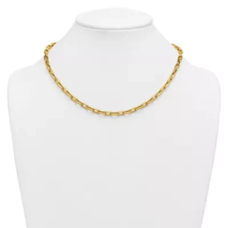 14K Yellow Gold Polished 5mm Oval Link 18-inch Necklace