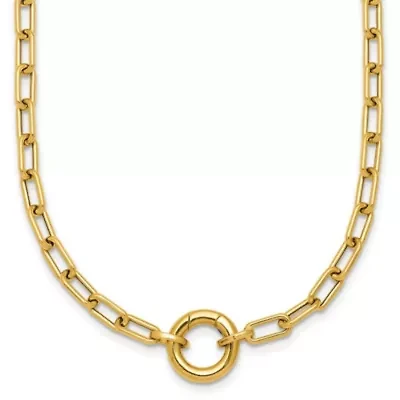 14K Yellow Gold Polished Push Clasp Pendant Paperclip Link 18-inch Necklace