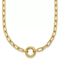 14K Yellow Gold Polished Push Clasp Pendant Paperclip Link 18-inch Necklace