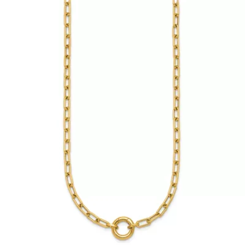 14K Yellow Gold Polished Push Clasp Pendant Paperclip Link 18-inch Necklace