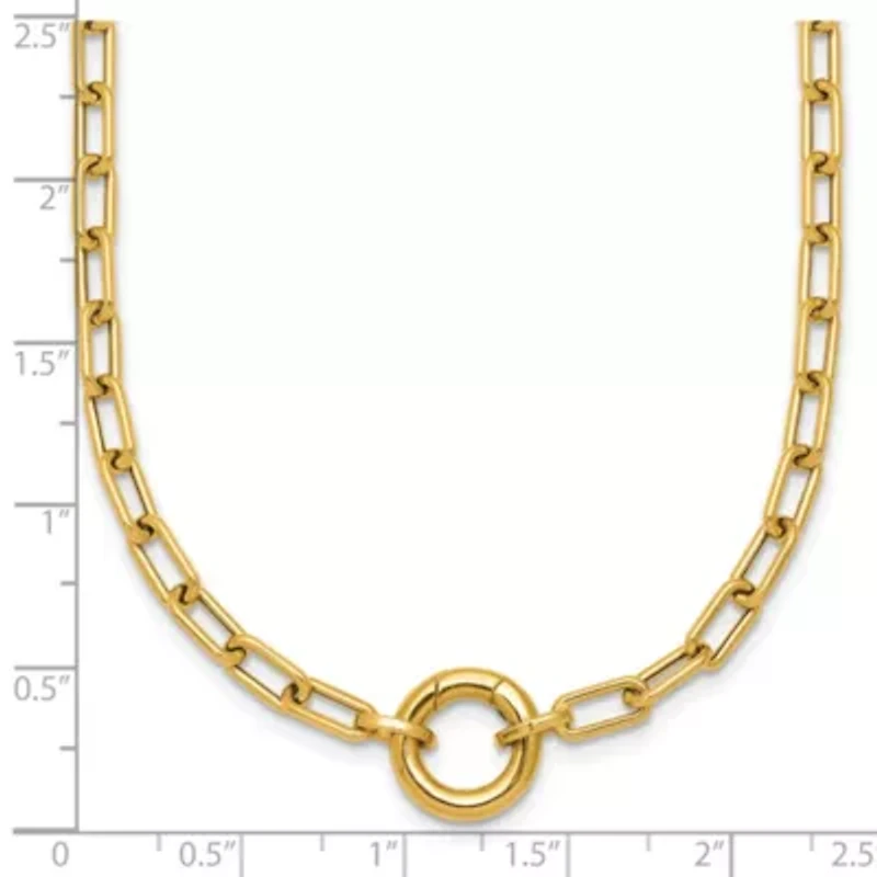 14K Yellow Gold Polished Push Clasp Pendant Paperclip Link 18-inch Necklace