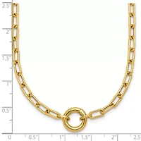 14K Yellow Gold Polished Push Clasp Pendant Paperclip Link 18-inch Necklace