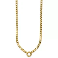14K Yellow Gold Polished Push Clasp Pendant Flat Curb Link 18-inch Necklace