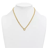 14K Yellow Gold Polished Push Clasp Pendant Flat Curb Link 18-inch Necklace