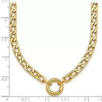 14K Yellow Gold Polished Push Clasp Pendant Flat Curb Link 18-inch Necklace