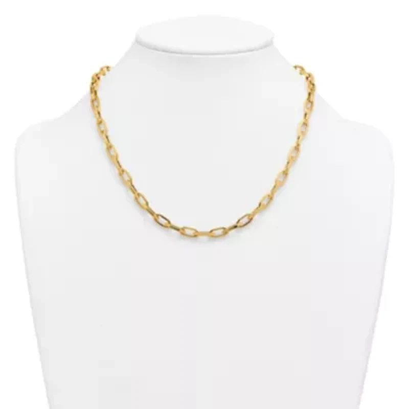 14K Yellow Gold Polished 1.8mm Geometric Link 18-inch with 0.5-inch Ext. Necklace