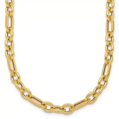 14K Yellow Gold Polished Geometric Mixed Link 18-inch with 0.75-inch Ext. Necklace