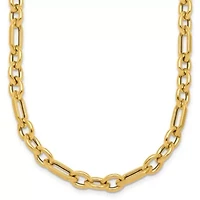 14K Yellow Gold Polished Geometric Mixed Link 18-inch with 0.75-inch Ext. Necklace