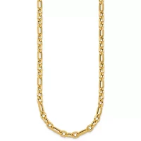 14K Yellow Gold Polished Geometric Mixed Link 18-inch with 0.75-inch Ext. Necklace