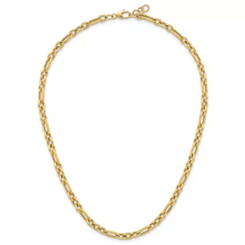 14K Yellow Gold Polished Geometric Mixed Link 18-inch with 0.75-inch Ext. Necklace