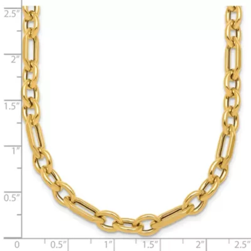 14K Yellow Gold Polished Geometric Mixed Link 18-inch with 0.75-inch Ext. Necklace