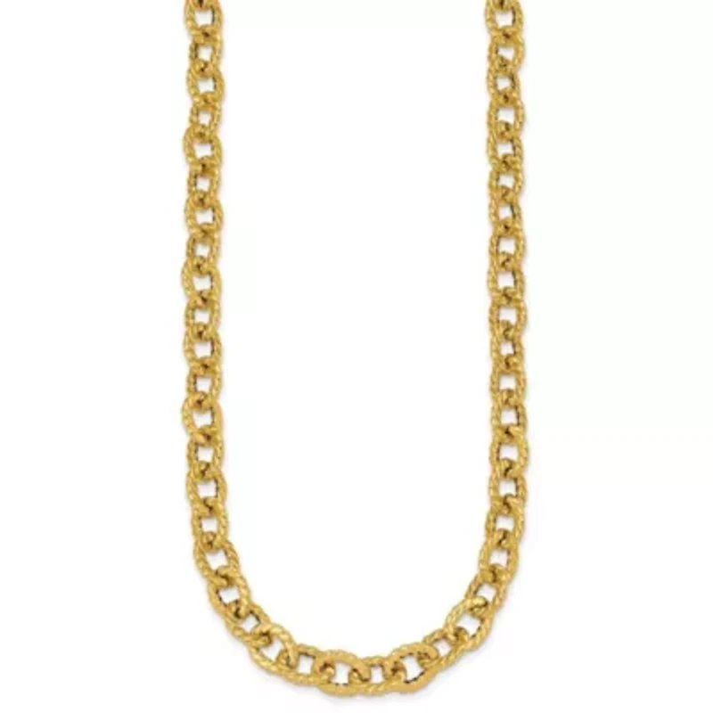 14K Yellow Gold Polished and Twisted Circle Link Cha-inch 18-inch with 1-inch Ext. Necklace
