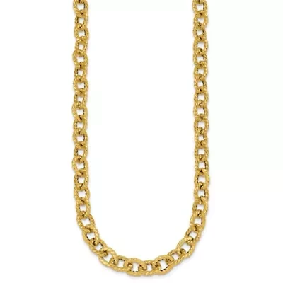 14K Yellow Gold Polished and Twisted Circle Link Cha-inch 18-inch with 1-inch Ext. Necklace