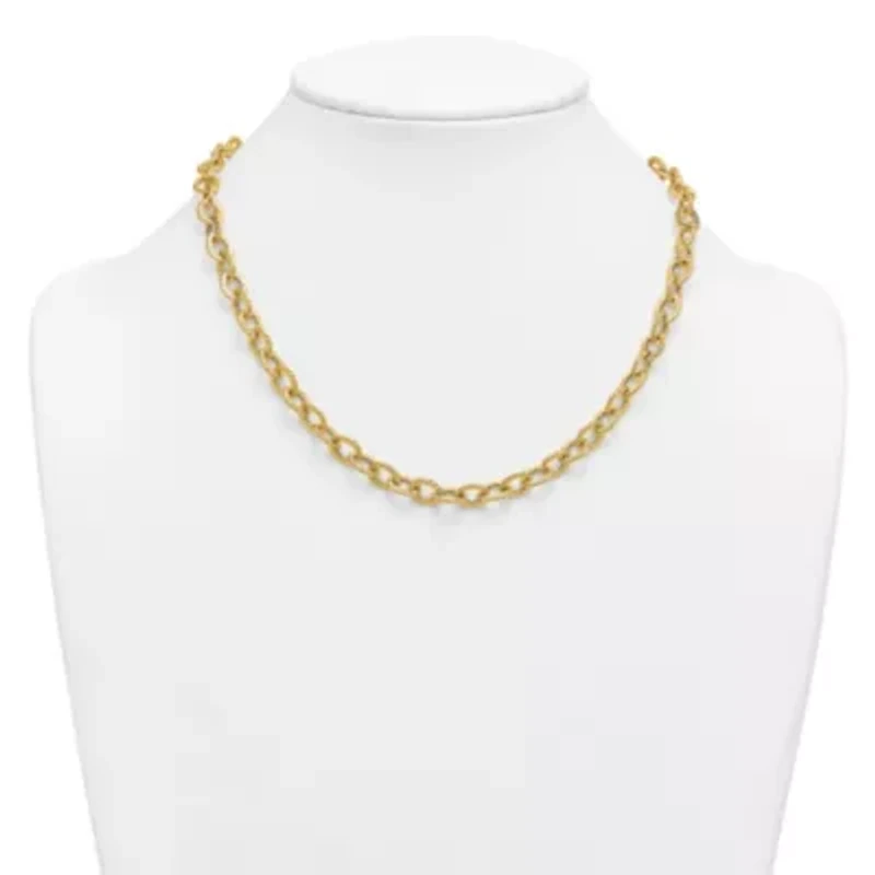 14K Yellow Gold Polished and Twisted Circle Link Cha-inch 18-inch with 1-inch Ext. Necklace