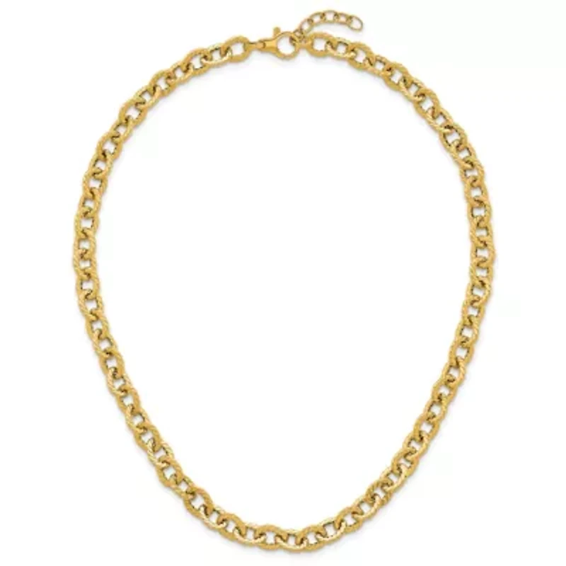 14K Yellow Gold Polished and Twisted Circle Link Cha-inch 18-inch with 1-inch Ext. Necklace