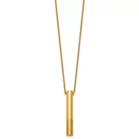 14K Yellow Gold Polished and Sat-inch Drop Bar 17.5-inch with 1-inch Ext. Necklace