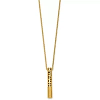 14K Yellow Gold Polished and Sat-inch Drop Bar 17.5-inch with 1-inch Ext. Necklace