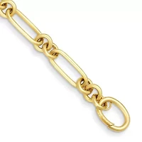 14K Yellow Gold 10mm Round and Oval Shape 8.25 Inch Bracelet