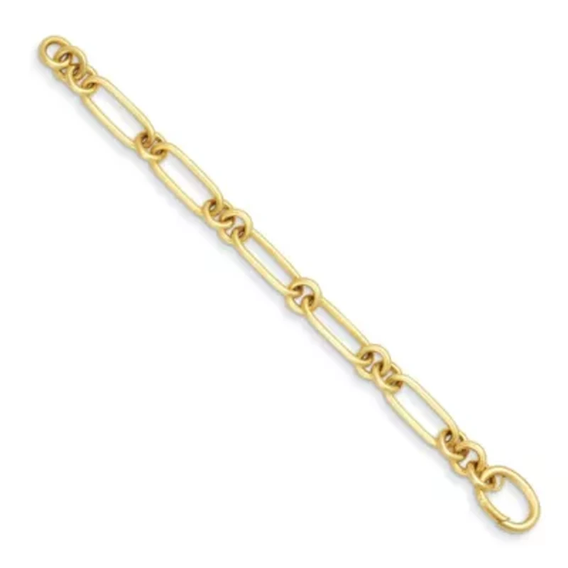 14K Yellow Gold 10mm Round and Oval Shape 8.25 Inch Bracelet