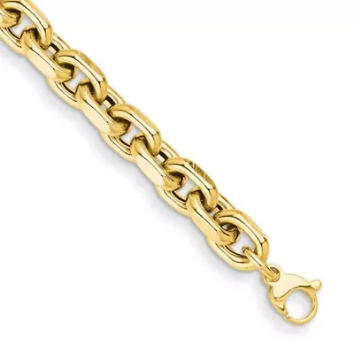 14K Yellow Gold 10.5mm Fancy Open Link 8 Inch Bracelet