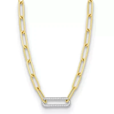 1/3 ct. t.w. Diamond Paper Clip Link 17.75 Inch Necklace in 14K Yellow Gold
