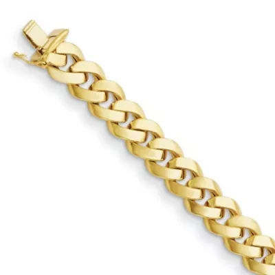 14K Yellow Gold Polished Curb 11mm 8 Inch Bracelet