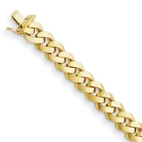 14K Yellow Gold Polished Curb 11mm 8 Inch Bracelet