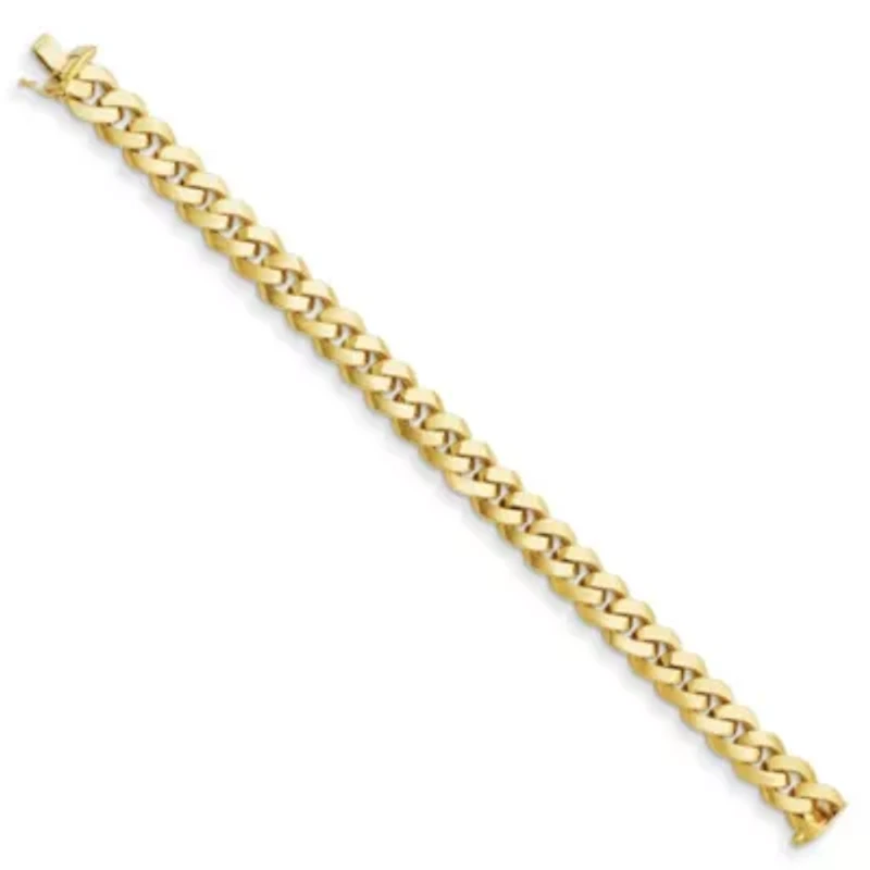 14K Yellow Gold Polished Curb 11mm 8 Inch Bracelet