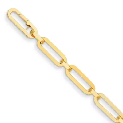 14K Yellow Gold 10mm Mixed Paper Clip Link 7.5 Inch Bracelet