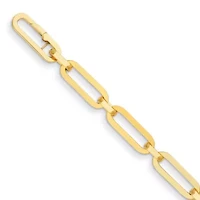14K Yellow Gold 10mm Mixed Paper Clip Link 7.5 Inch Bracelet