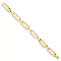 14K Yellow Gold 10mm Mixed Paper Clip Link 7.5 Inch Bracelet