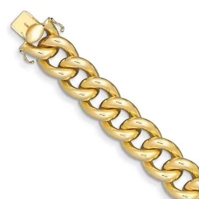 14K Yellow Gold Polished Hollow Curb 20mm 8 Inch Bracelet