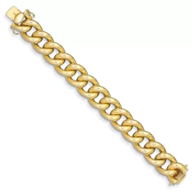 14K Yellow Gold Polished Hollow Curb 20mm 8 Inch Bracelet