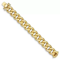 14K Yellow Gold Polished Hollow Curb 20mm 8 Inch Bracelet