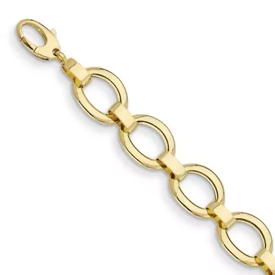 14K Yellow Gold Polished Oval Link 7.5 Inch Bracelet