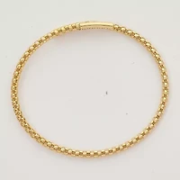 18K Yellow Gold Polished Popcorn Mesh with Bar Flexible Bangle Bracelet