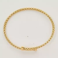 18K Yellow Gold Polished Popcorn Mesh Flexible Bangle Bracelet