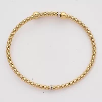 18K Two-tone Polished Diamond-cut Beaded Flexible Bangle Bracelet